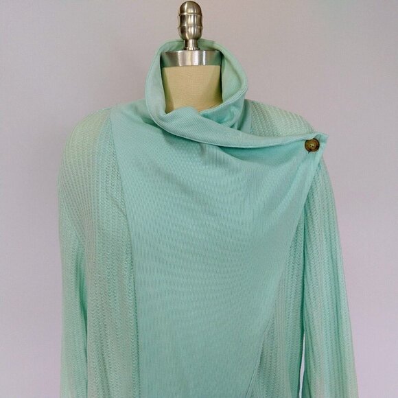 Fresh Produce Mint Green Thermal Wrap Sweater Size M Long Sleeve Made in USA - Picture 3 of 10